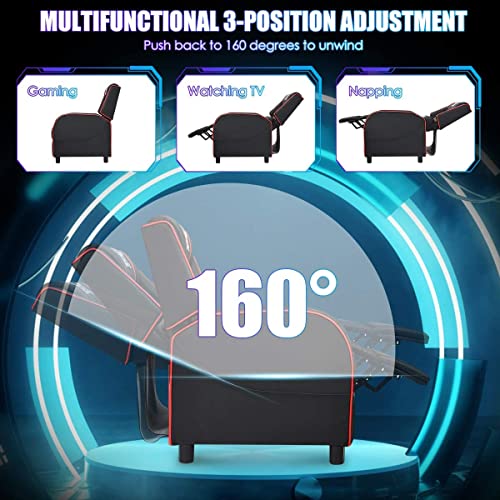 Adjustable Racing Style Massage Recliner Chair with Headrest & Lumbar Pillow C7665
