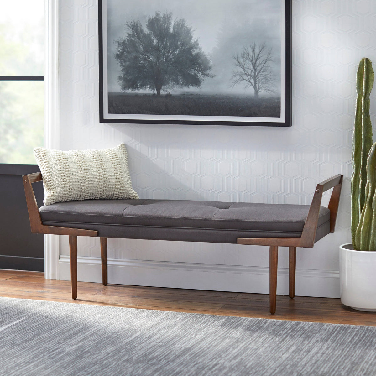 Charcoal Grey Fabric Bench H937