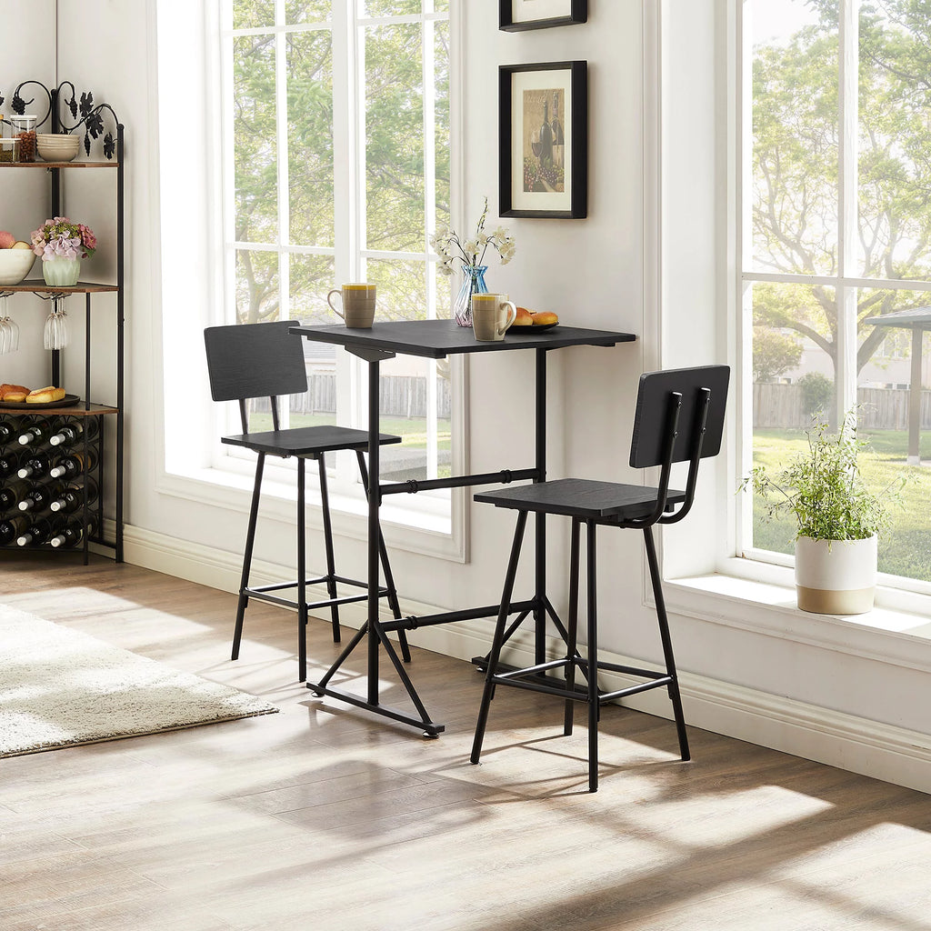 3-Piece Square Dining Table Set with 2 Stools R7546