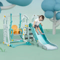 3 in 1 Toddler Slides and Swing Set with Basketball Hoop Kids Climber Playset Blue C506