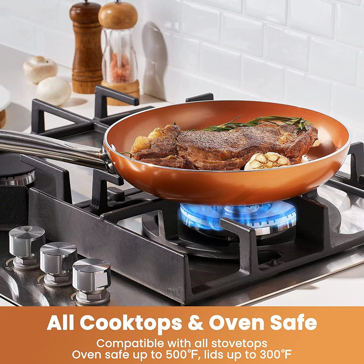 10 Piece Nonstick Ceramic Cookware Set with Stainless Steel Handles I3784