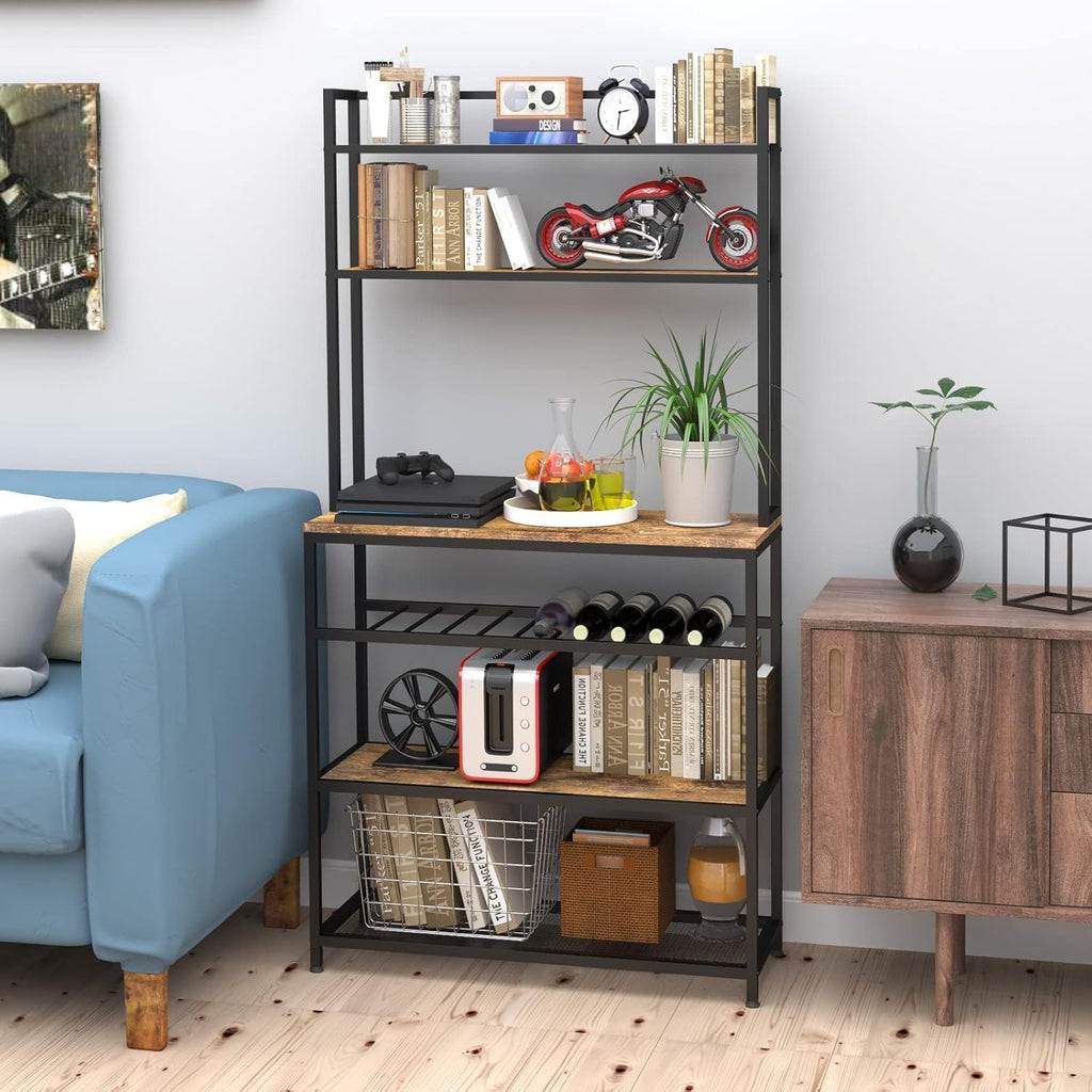 Industrial Kitchen Baker's Rack Microwave Oven Stand Kitchen Pantry Shelf Free Standing Utility Storage Cabinet Sideboard U642