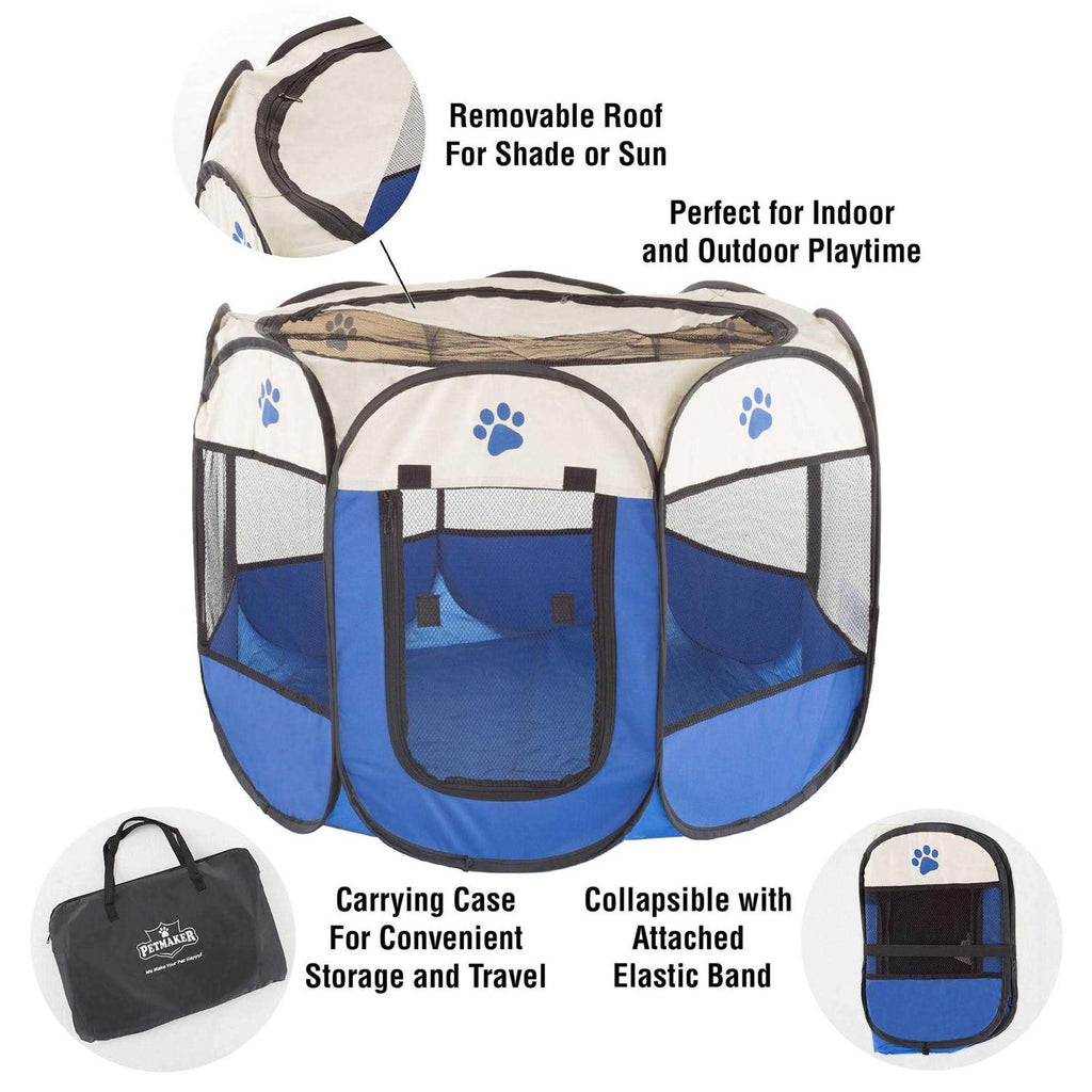 Pop-Up Pet Playpen with Carrying Case Blue T756