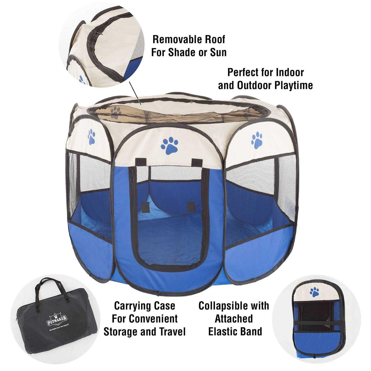 Pop-Up Pet Playpen with Carrying Case Blue T756