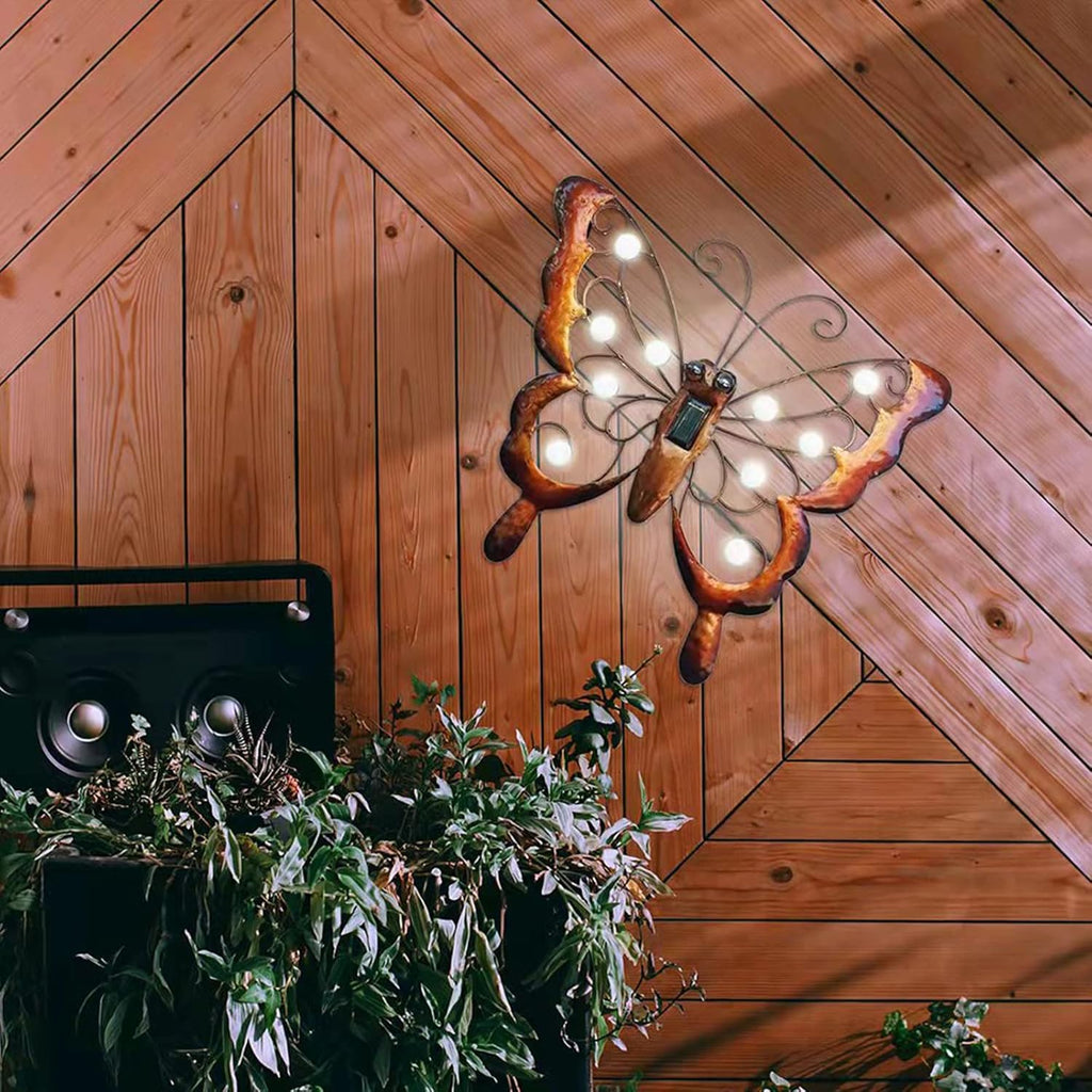 Solar Metal Butterfly Garden Wall Art with Solar Light R738077