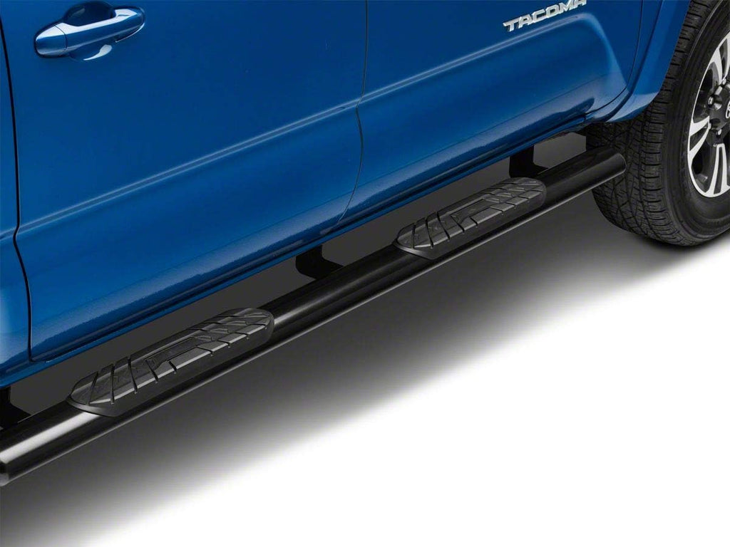 Black 4-Inch Oval Straight End Side Step Bars D314775