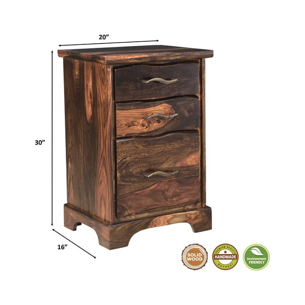Dark Brown 3-drawer Solid Wood Filing Cabinet R913783