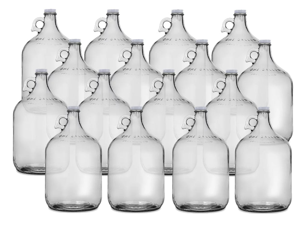 One Gallon Glass Jug with White Metal Screw Cap Set of 16 T742815