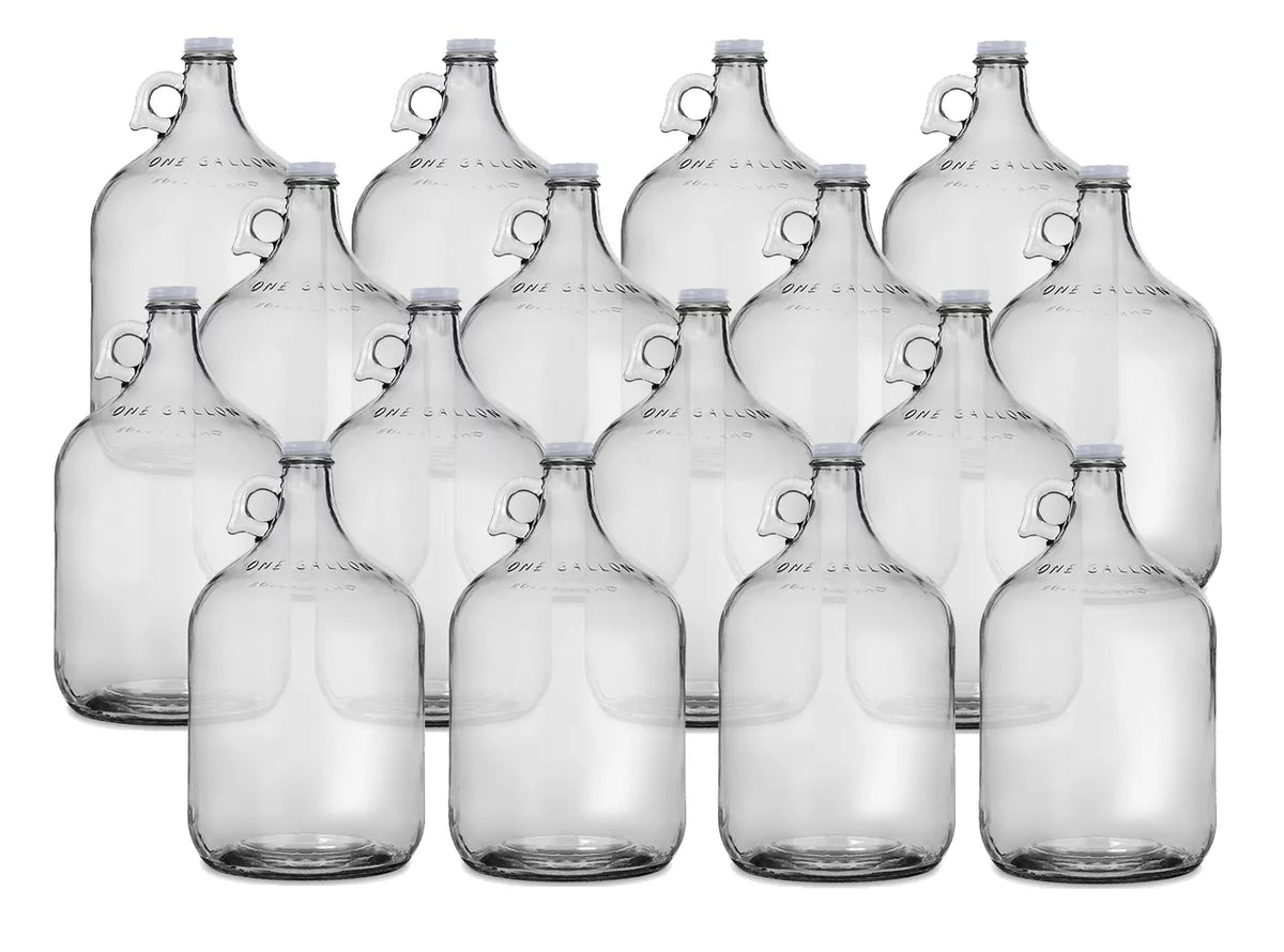 One Gallon Glass Jug with White Metal Screw Cap Set of 16 T742815