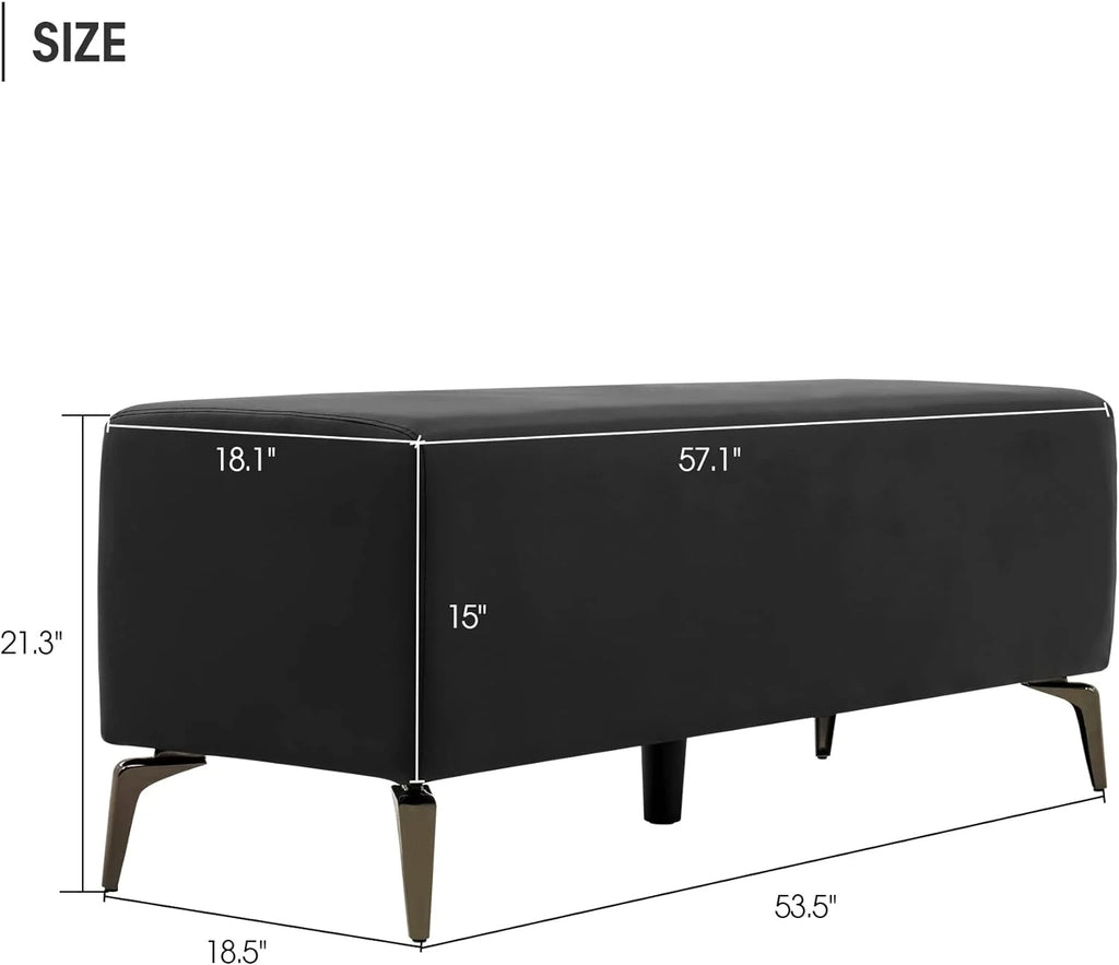 Black Faux Leather Waiting Room Bench S594091