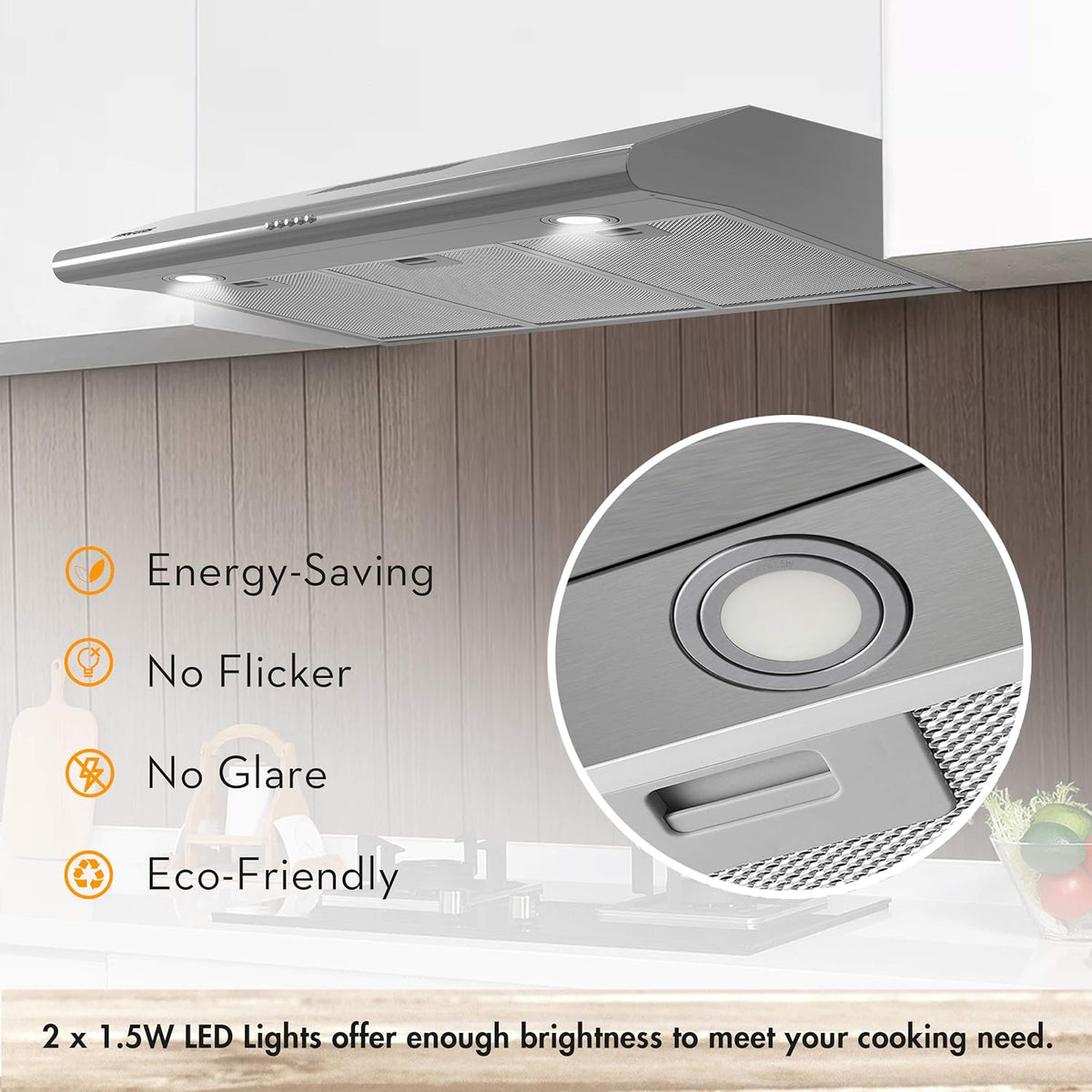 36 Inch Ducted/Ductless Under Cabinet Range Hood with LED Light V396