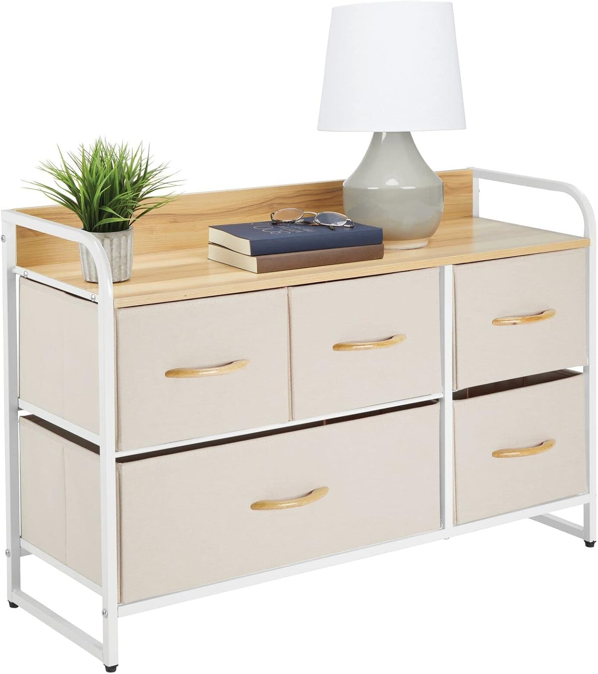5 Removable Fabric Drawers Coffee Espresso Brown Storage Dresser E561