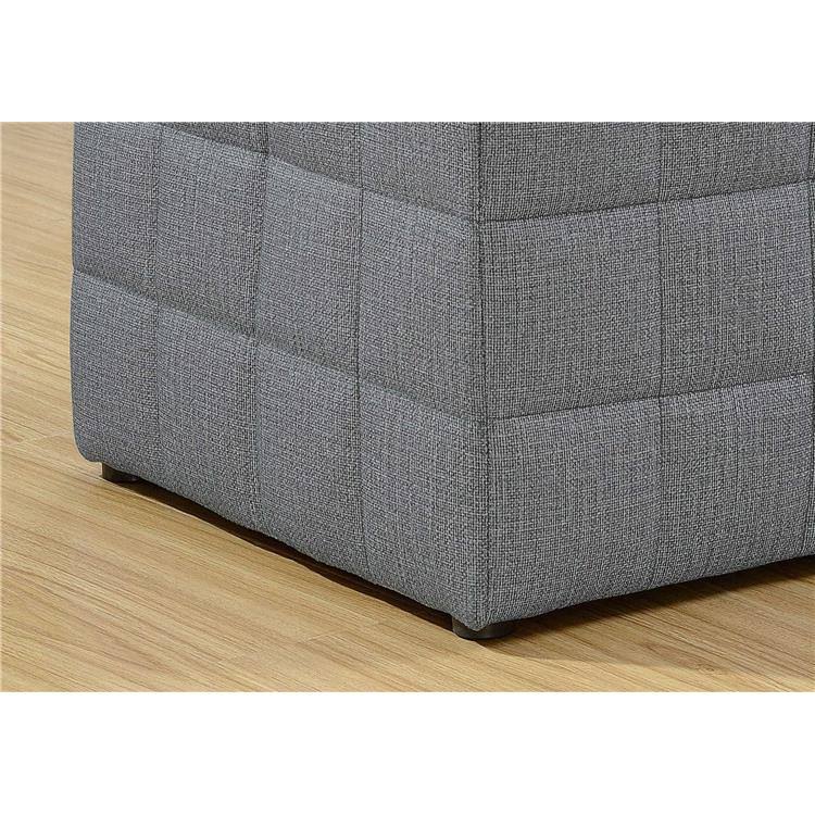Black Leather Look Fabric Ottoman L319
