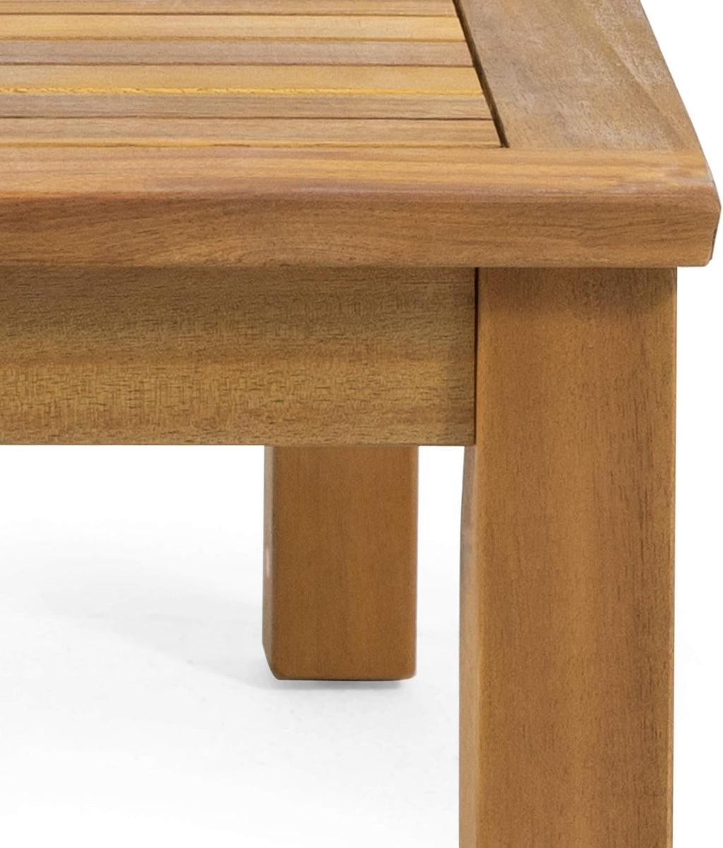 Outdoor 4 Seater Acacia Wood Chat Set with Wicker Accents, Teak Finish B3944