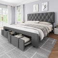 Queen Size Upholstered Platform Bed Frame with Storage Drawers I2343