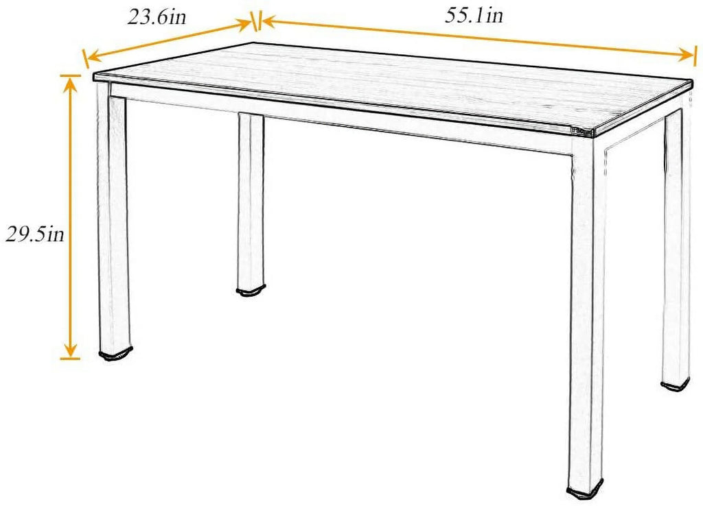 55 inch Teak Black Wood Office Desk with Metal Frame Z5891