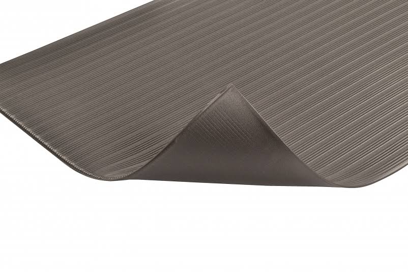 Anti-Fatigue Mat, 3 ft W x 60 ft L x 3/8 in, PVC Foam, Ribbed, Black Z113