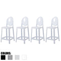 Set of 4 White Plastic Bar Stool Counter Height with Back W736