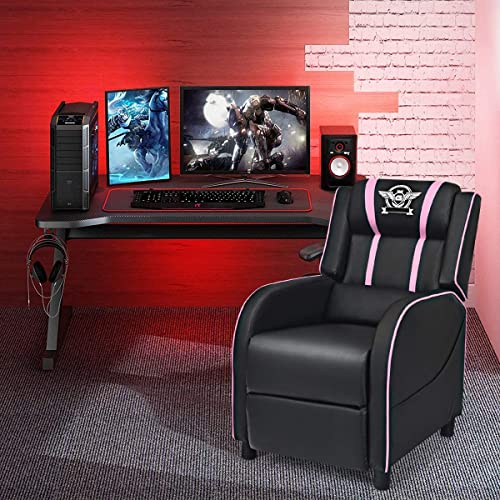 Adjustable Racing Style Massage Recliner Chair with Headrest & Lumbar Pillow C7665