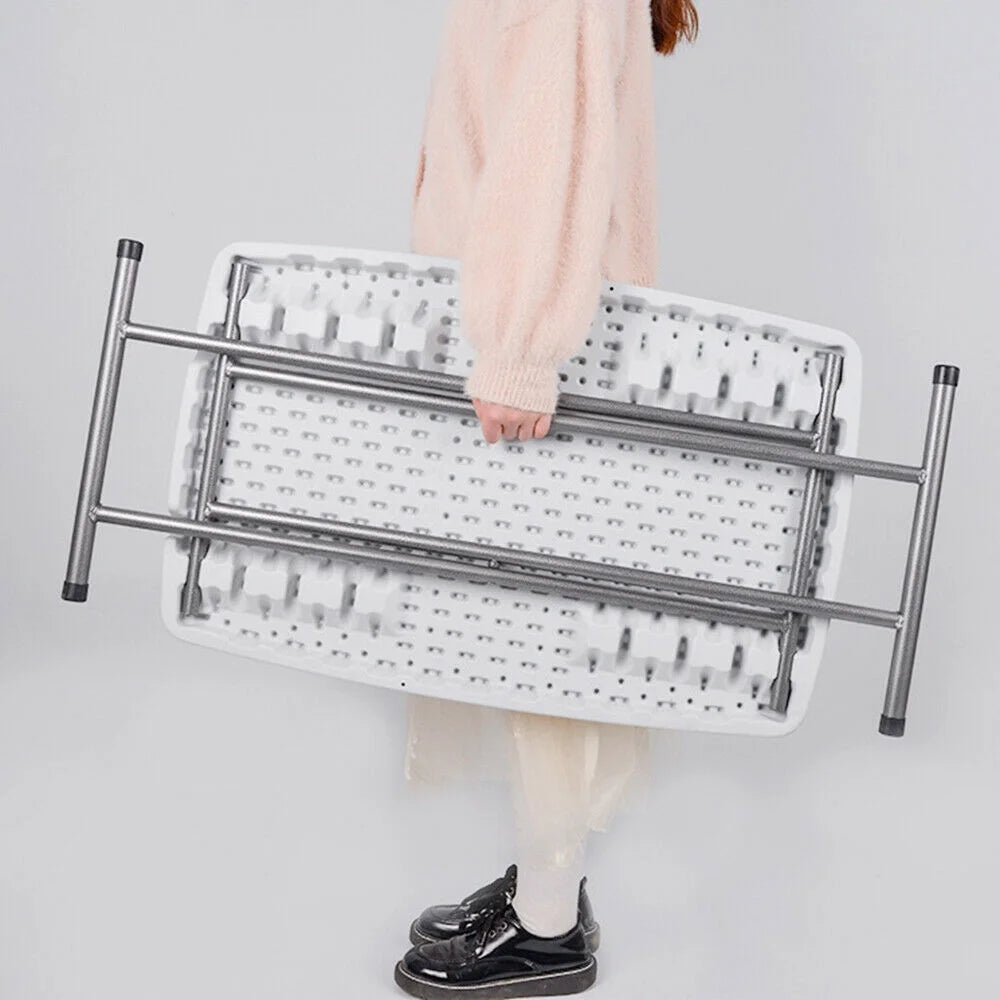 30x20" White Plastic Height Adjustable Folding Table V270