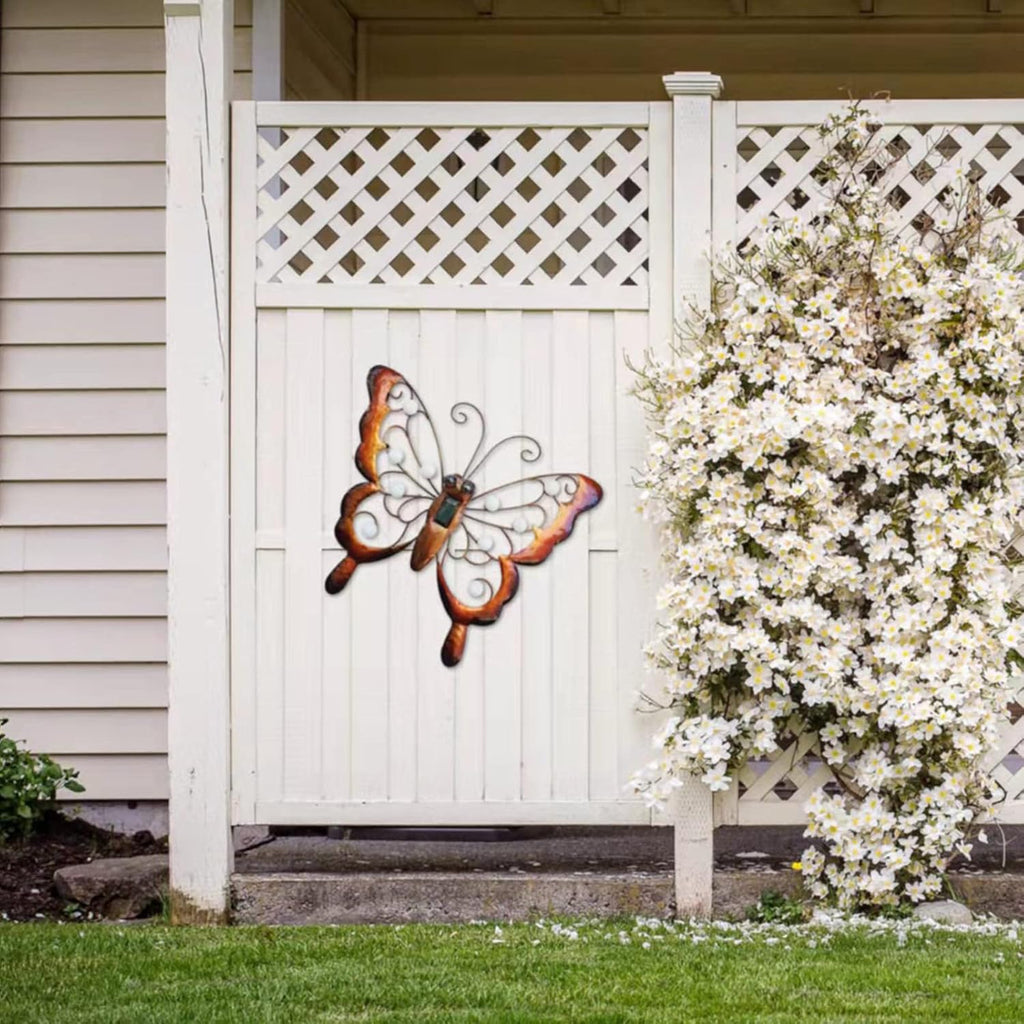 Solar Metal Butterfly Garden Wall Art with Solar Light R738077
