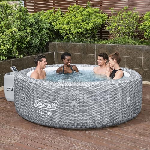 Grey Large Round Inflatable Hot Tub with 180 AirJets and EnergySense Cover Q309