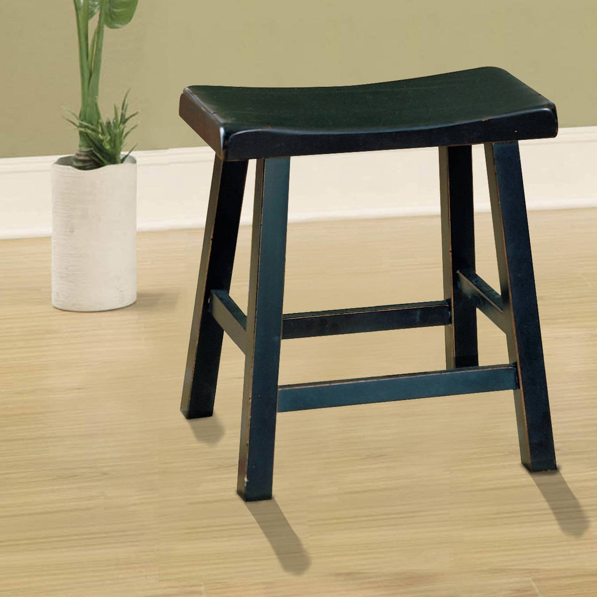 Black Wooden Counter Height Stool Set of 2 S2944