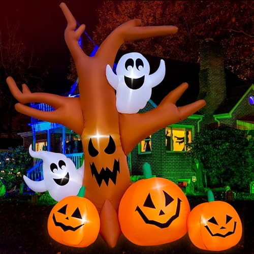 8 Ft Halloween Inflatable Dead Tree with Ghosts Pumpkins R281380