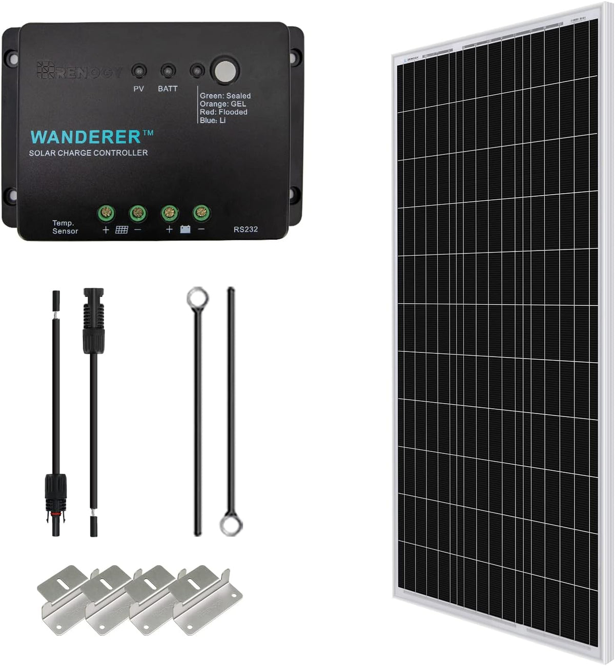 100W Monocrystalline Panel with 30A PWM Controller Solar Charging Kit S929