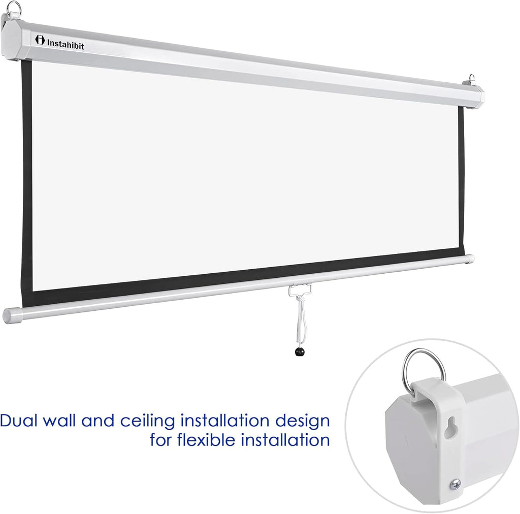 72" Diagonal 4:3 Manual Pull Down Projection Screen Matte White M66410