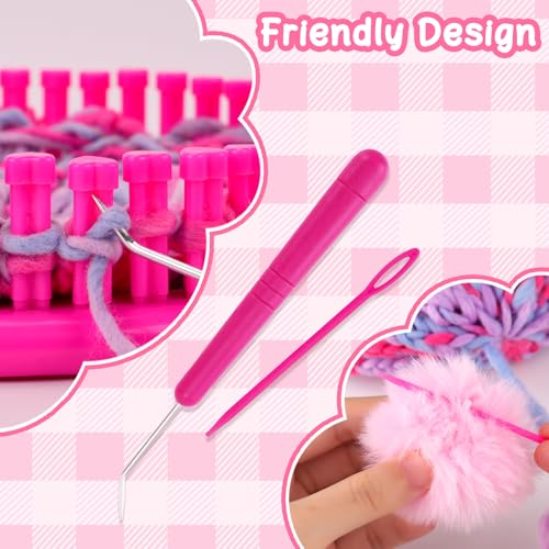 Knitting Loom Kit with Storage Bags Yarns Knitting Tools Pink B1005