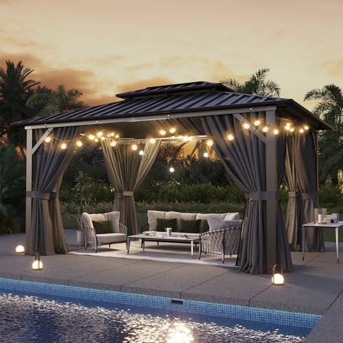10x12 Aluminum Gazebo with Steel Roof and Netting V851898