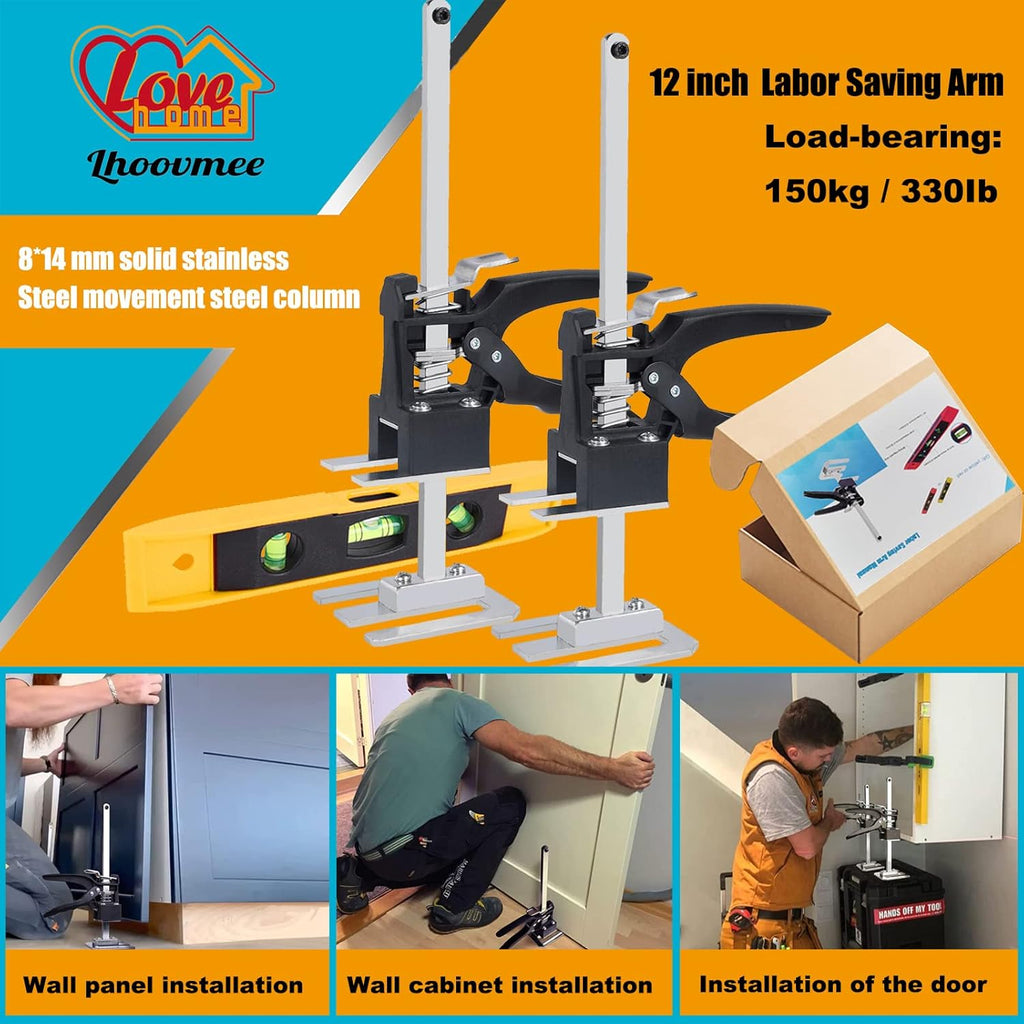 Arm Jack 2 Pack, 12 Inch Lever Arm Lifter with Level Ruler, Hand Jack Lift Tool P768