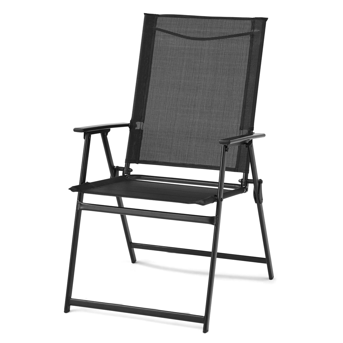 Black Steel and Sling Folding Outdoor Patio Armchair Set of 2 G10723