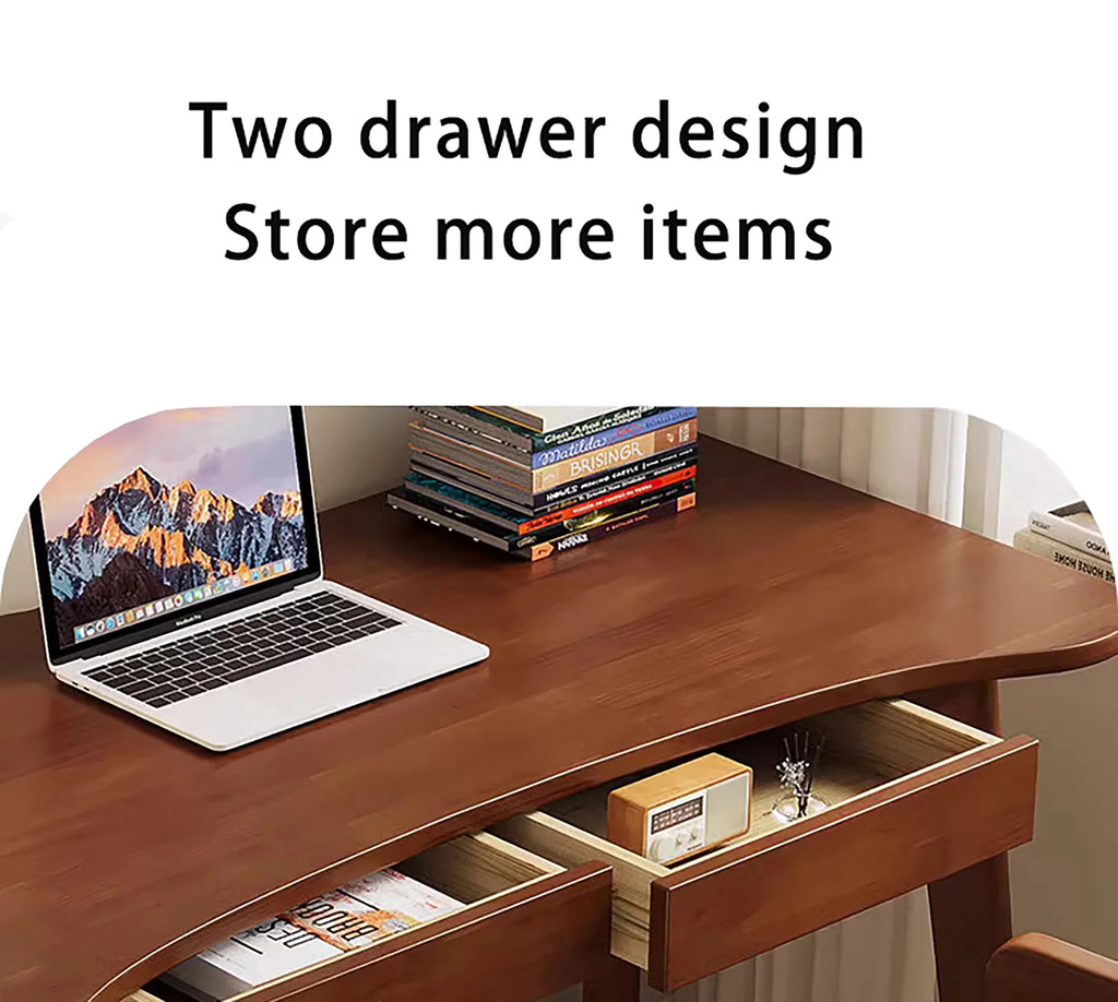 Kids Desk and Chair Set Wooden with Bookshelf and Two Drawers V2055