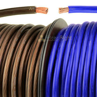 100 ft 4 Gauge Power Ground Wire Cable Blue Black H18152
