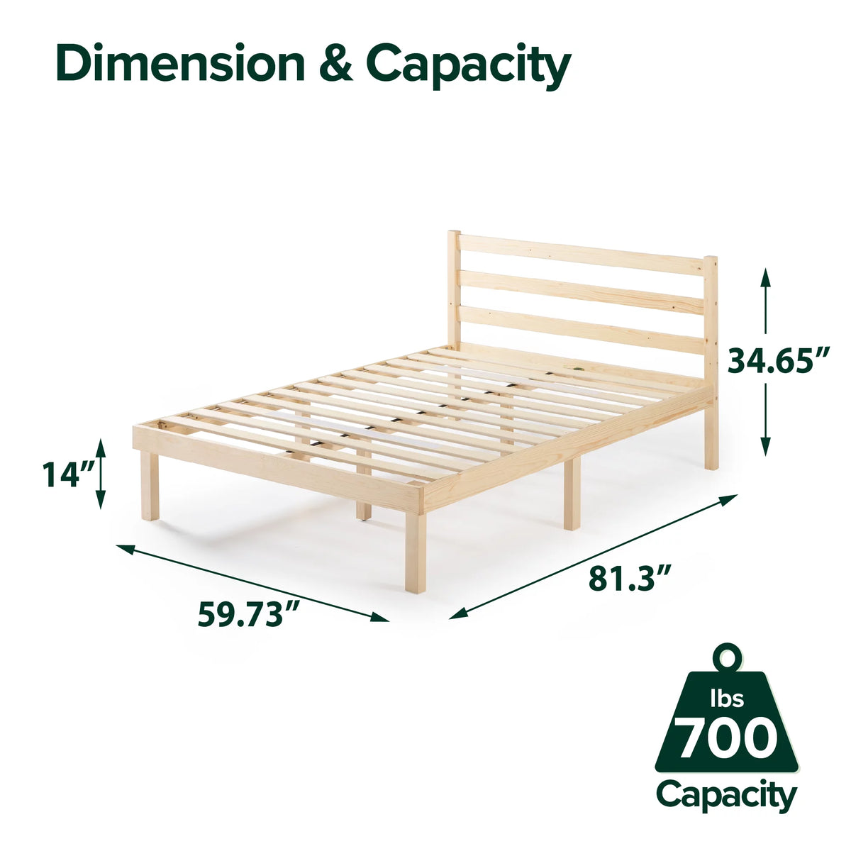 King Wood Platform Bed Frame with Headboard J90711