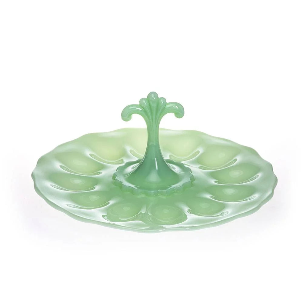 Jadeite Green Egg Glassware Serving Plate Tray E136