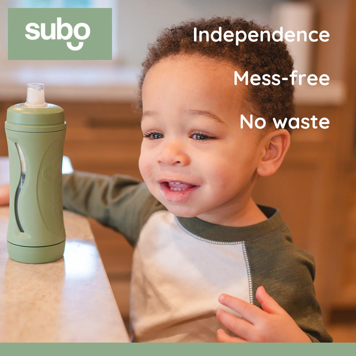 Baby Food Bottle Self Feeder Reusable Silicone Cup Sage Y186