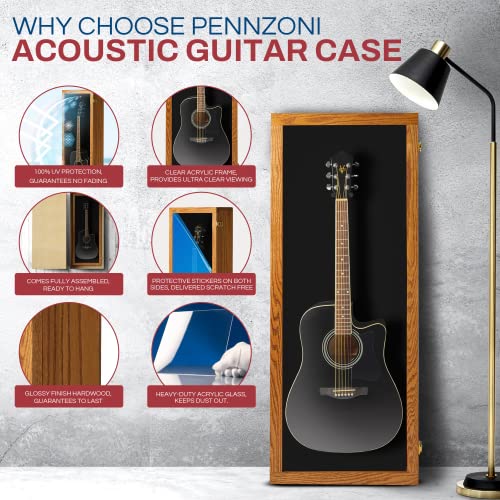 Natural Oak Acrylic Acoustic Guitar Wall Display Case K50756
