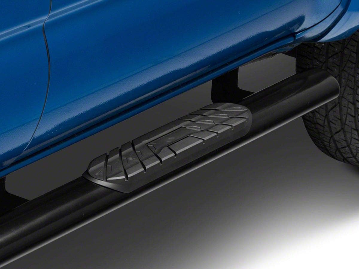 Black 4-Inch Oval Straight End Side Step Bars D314775