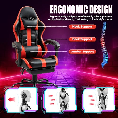 Black Ergonomic High Back Massage Gaming Chair with Footrest N706309
