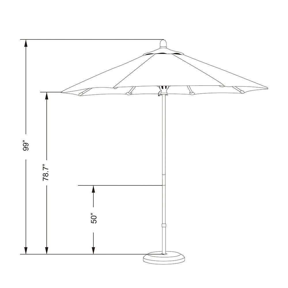 Navy Blue 7.5ft Round Wood Umbrella Q6778