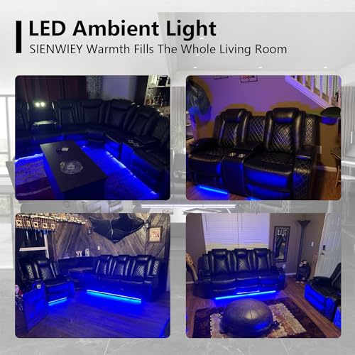 Black Leather Recliner Sofa Set with LED Light V801259