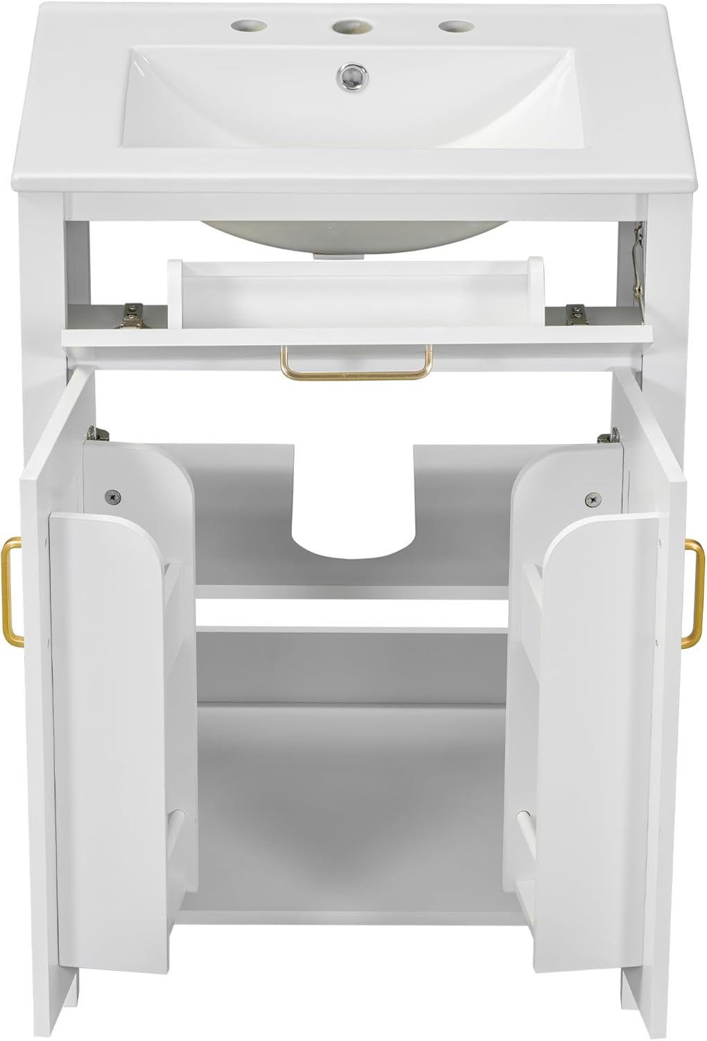 White 24" Bathroom Vanity with Sink, 2 Doors and Drawer E780