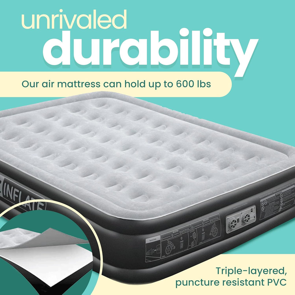 Queen Size Double-High Inflatable Air Mattress with Built in Pump M8628