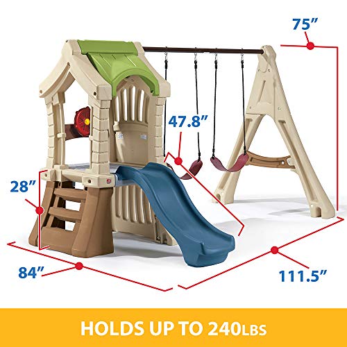 Outdoor Swing Set with Slide and Playhouse I23477