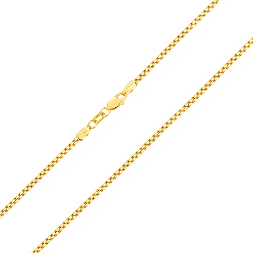 14k Yellow Gold 1.5mm Round Box Chain Venetian Link Pendant Necklace 16" 18" 20" 22" 24" 26" 28" 30" Z838