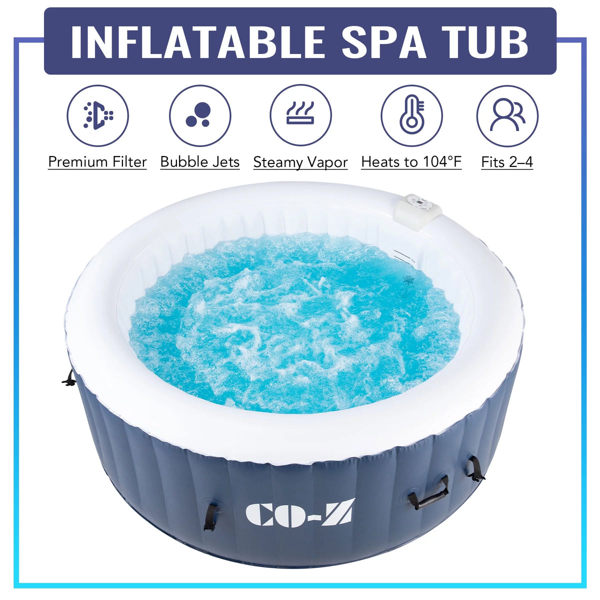 PVC Portable Inflatable Hot Tub with 120 Jets Blue A83770