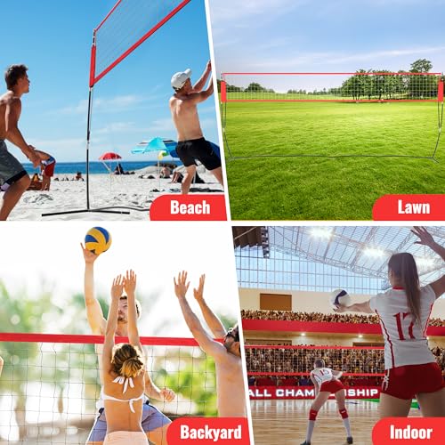 Portable Volleyball Training Net with Adjustable Heights D5305